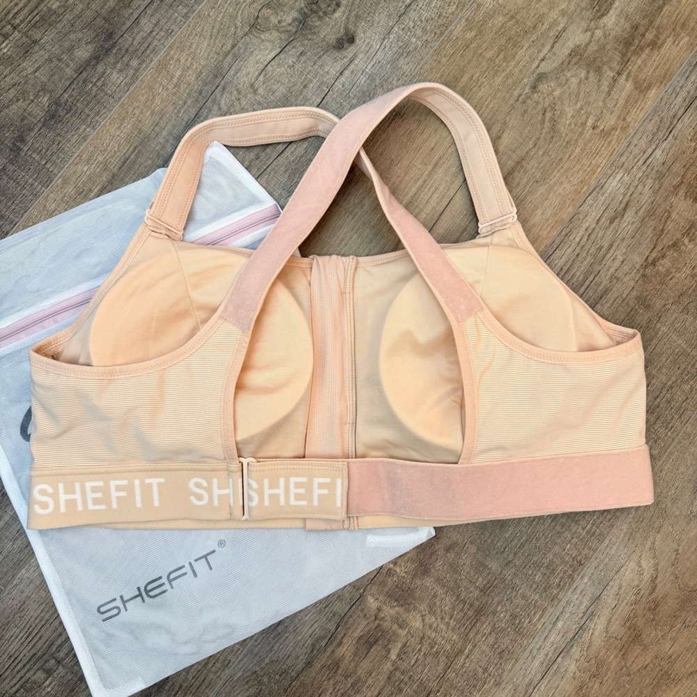 NEW SHEFIT Ultimate Sports Bra Pink High Impact Adjustable Front Zip 4 Luxe Bag - Picture 2 of 6